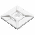 HellermannTyton MB4SH10H4 Screw Mount Cable Tie Base, 1.12" x 1.12", .18" Max Tie Width, .15" Hole Dia, PA66, White, 500/pkg