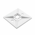 HellermannTyton MB510F4 Screw Mount Cable Tie Base, 1.49" x 1.49", .35" Max Tie Width, .19" Hole Dia, PA66, White, 250/pkg