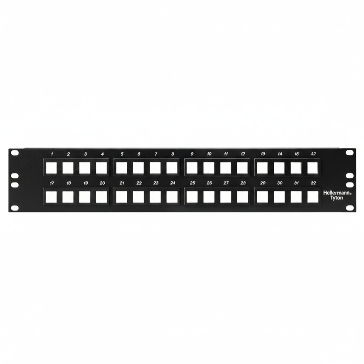 HellermannTyton P108-32-MOD Modular Patch Panel 32 Port, 2U, Steel, Black, 1/box