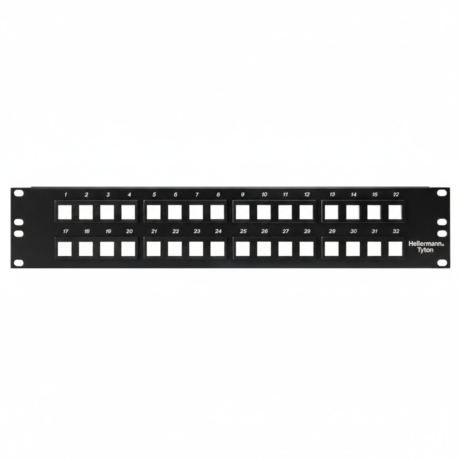 HellermannTyton P108-32-MOD Modular Patch Panel 32 Port, 2U, Steel, Black, 1/box