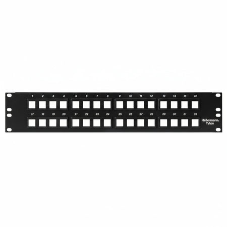 HellermannTyton P108-32-MOD Modular Patch Panel 32 Port, 2U, Steel, Black, 1/box