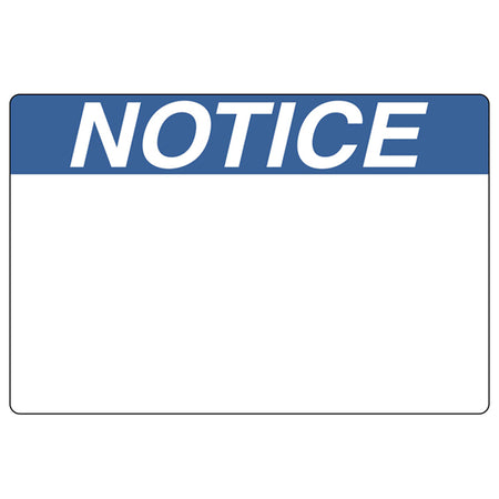 HellermannTyton 596-00204 Pre-Printed Header Label NOTICE, 6.0" x 4.0", PET, Blue, 250/roll