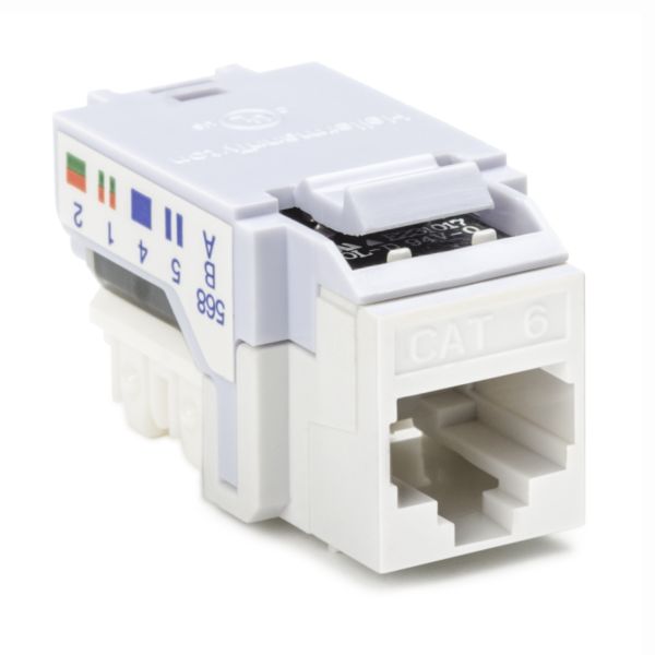 HellermannTyton RJ45FC6-W Category 6 Modular Keystone Jack, Plenum Rated, White, 1/bag