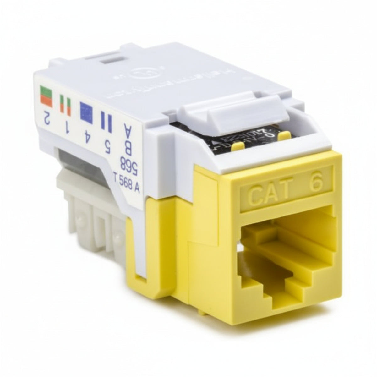 HellermannTyton RJ45FC6-YEL Category 6 Modular Keystone Jack, Plenum Rated, Yellow, 1/bag