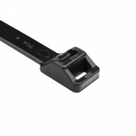 HellermannTyton RT250L0UVX2 Releasable Cable Tie, Release Tab, 34.7" Long, 250lb Tensile Strength, PA66UV, Black, 25/pkg