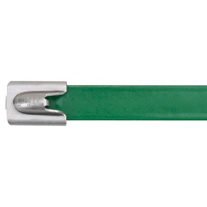 Panduit 14" 250lb Fully Coated Green Polyester 316 Pan-Steel Stainless Steel Cable Ties 50/bag Part #MLTFC4H-LP316GR