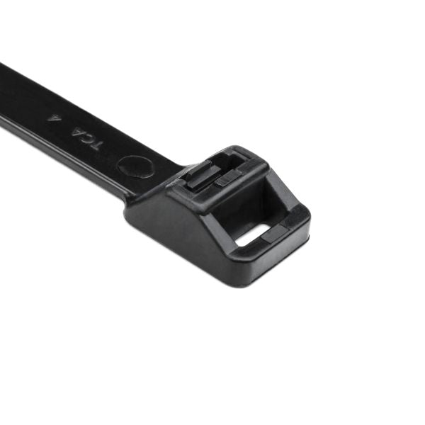 HellermannTyton SR255X0HIHSUVX2 Releasable Cable Tie, 14.6" Long, 250lb Tensile Strength, PA66HIRHSUV, Black, 25/pkg