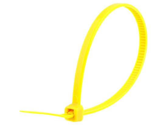 HellermannTyton T18L4M4 Standard Cable Tie, 8" Long, UL Rated, 18lb Tensile Strength, PA66, Yellow, 1000/pkg