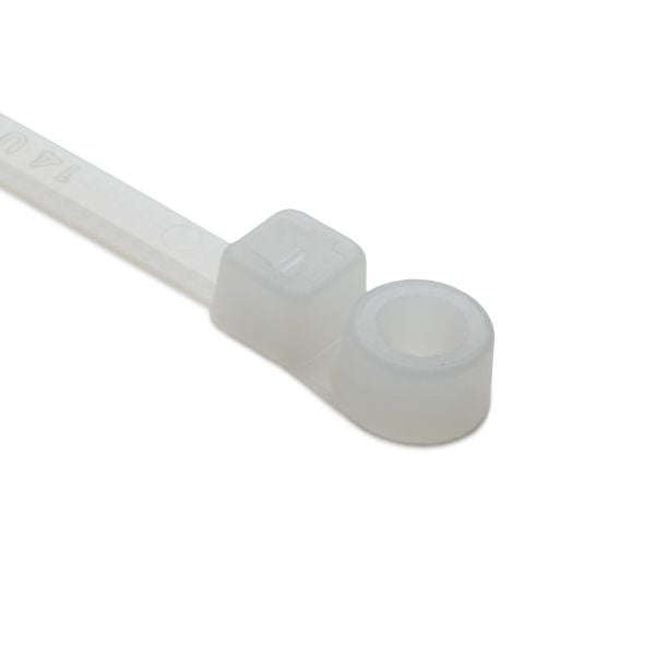 HellermannTyton T30MR9C2 Screw-Mount Cable Tie, 6.3" Long, #8 Screw, 1.3" Max Bundle Dia, 30lb, PA66, Natural, 100/pkg 