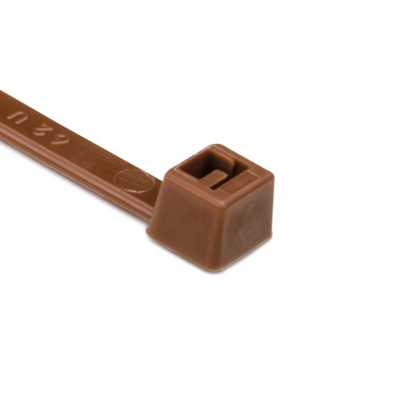 HellermannTyton T50R1M4 Standard Cable Tie, 8" Long, UL Rated, 50lb Tensile Strength, PA66, Brown, 1000/pkg