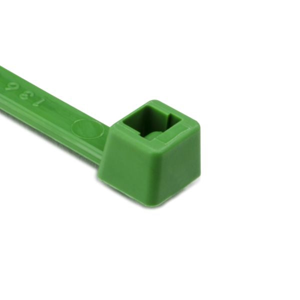 HellermannTyton T50R5C2 Standard Cable Tie, 8" Long, UL Rated, 50lb Tensile Strength, PA66, Green, 100/pkg