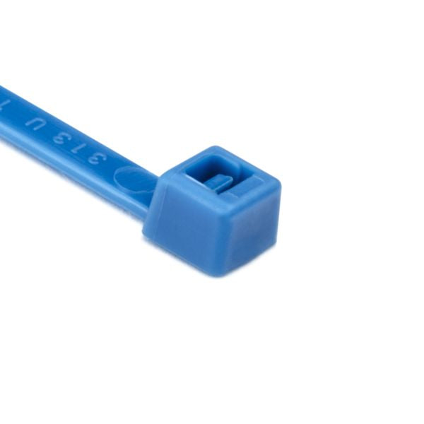 HellermannTyton T50R6C2 Standard Cable Tie, 8" Long, UL Rated, 50lb Tensile Strength, PA66, Blue, 100/pkg