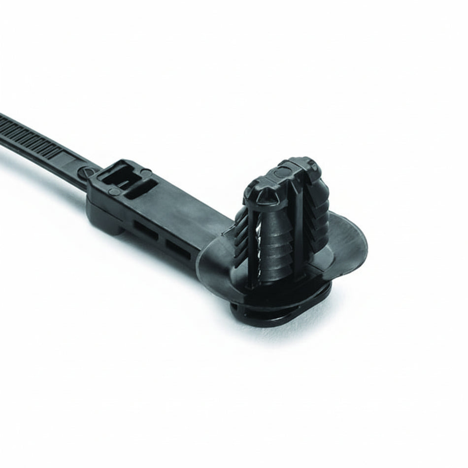 HellermannTyton 157-00222 1-Piece Cable Tie/Fir Tree with Disc, 9"L, 6.2 - 13.0 mm, PA66HIRHS, Black, 500/bag