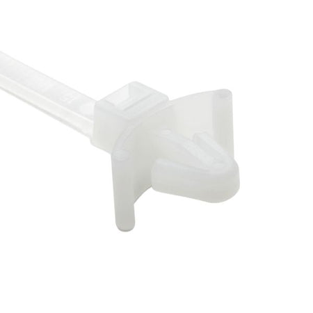 HellermannTyton T50SL7.NN6P Arrowhead Push-Mount Cable Tie, 6.5"L, 50lb, 0.03"–0.10" Panel Thickness, PA66, Natural, 500/bag
