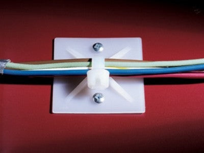 Thomas & Betts TC050X050A-C Cable Tie 4-Way Mounting Base .5x.5" Natural Nylon 6.6, Adhesive Mounting For Use with Cable Ties Up to 18 lbs.