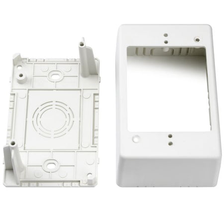 HellermannTyton TSRPFW-JB2 Single Gang Junction Box, 1-1/4" Deep, PVC, Office White, 1/bag