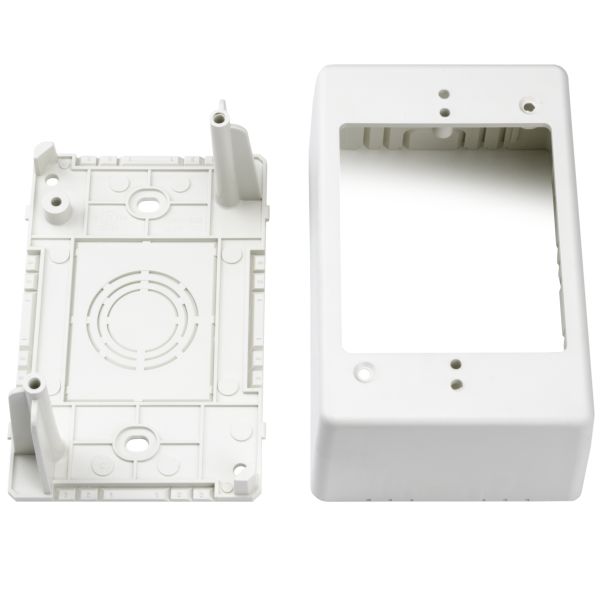 HellermannTyton TSRPFW-JB2 Single Gang Junction Box, 1-1/4" Deep, PVC, Office White, 1/bag