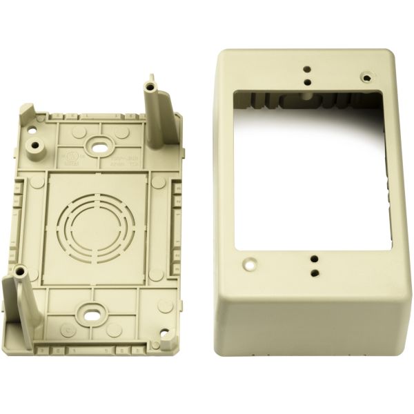HellermannTyton TSRPI-JB2 Single Gang Junction Box, 2.77" Deep, PVC, Ivory, 1/bag
