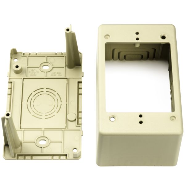 HellermannTyton TSRPI-JB3 Single Gang Junction Box, 2.77" Deep, PVC, Ivory, 1/bag