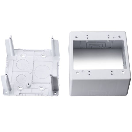 HellermannTyton TSRPW-JBD2 Dual Gang Junction Box, 2.77" Deep, PVC, White, 1/bag