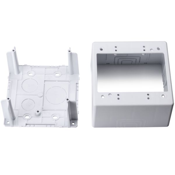 HellermannTyton TSRPW-JBD2 Dual Gang Junction Box, 2.77" Deep, PVC, White, 1/bag