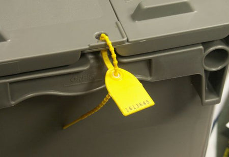 12" 40lb Yellow Tug Tight Adjustable Plastic Security Seal 1,000/Bag