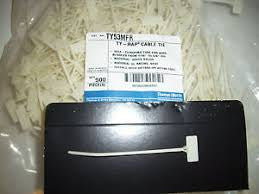 Thomas & Betts TY53MFR 4" 18lb Flame Retardant White Identification Cable Ties .8x.36" Marking Pad 500/bag