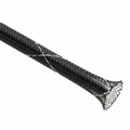 2 1/2” Black w/ White Tracer Techflex Flexo FR Flame Retardant Braided Sleeving 50ft
