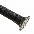 1/2” Black w/ White Tracer Techflex Flexo Halar Braided Sleeving 100ft
