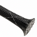 1/8” Black w/ White Tracer Techflex Flexo FR Flame Retardant Braided Sleeving 225ft