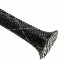 1 1/2” Black w/ White Tracer Techflex Flexo FR Flame Retardant Braided Sleeving 40ft