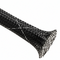 1 3/4” Black w/ White Tracer Techflex Flexo FR Flame Retardant Braided Sleeving 30ft