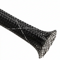 2 1/2” Black w/ White Tracer Techflex Flexo FR Flame Retardant Braided Sleeving 50ft
