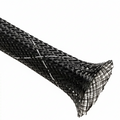 3” Black w/ White Tracer Techflex Flexo FR Flame Retardant Braided Sleeving 50ft