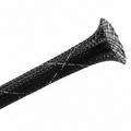 1/4” Black w/ White Tracer Techflex Flexo FR Flame Retardant Braided Sleeving 200ft