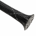 5/16” Black w/ White Tracer Techflex Flexo FR Flame Retardant Braided Sleeving 150ft