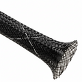 3/8” Black w/ White Tracer Techflex Flexo FR Flame Retardant Braided Sleeving 125ft