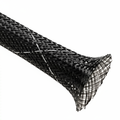 9/16” Black w/ White Tracer Techflex Flexo FR Flame Retardant Braided Sleeving 100ft
