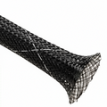 1 1/4” Black w/ White Tracer Techflex Flexo FR Flame Retardant Braided Sleeving 50ft