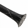 3/4” Black w/ White Tracer Techflex Flexo FR Flame Retardant Braided Sleeving 75ft