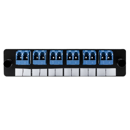 HellermannTyton VFAP6DSMLCZ Fiber Adapter Panel Preloaded with 6 Duplex LC SM, Blue, 1/pkg