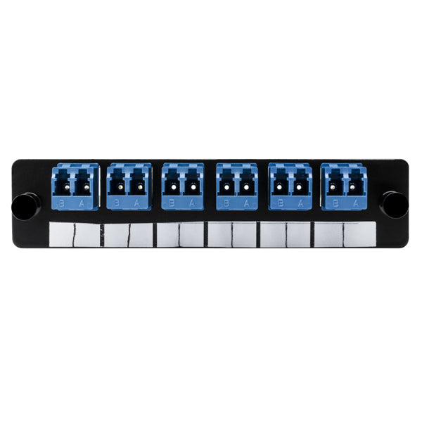 HellermannTyton VFAP6DSMLCZ Fiber Adapter Panel Preloaded with 6 Duplex LC SM, Blue, 1/pkg