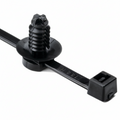 2-Piece Cable Tie/Fir Tree Mount, 8.0"L, 0.26 - 0.28" Mounting Hole Diameter, PA66HS, Black, 500/pkg