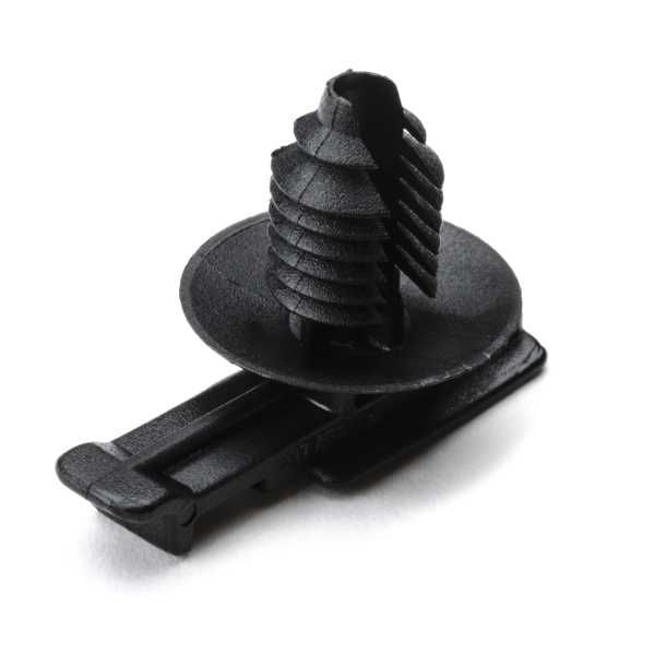 HellermannTyton 155-32602 Connector Clip w/Fir Tree, 0.75 - 5.0 mm Panel  Thickness, 6.5 - 7.0 mm Hole Dia, PA66HIRHS, Black, 500/pkg