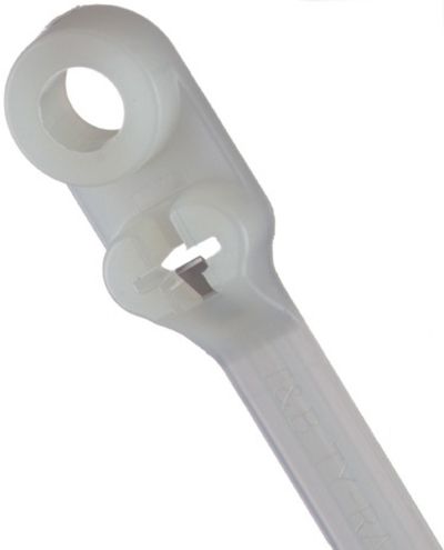 pack of 100 White Ty-Raps - Screw-Mount 12" zip 13/64 hole or .203 50 lb 